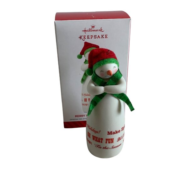 Hallmark Merry Wishes Snowman Ornament 2014 with box - Picture 1 of 14